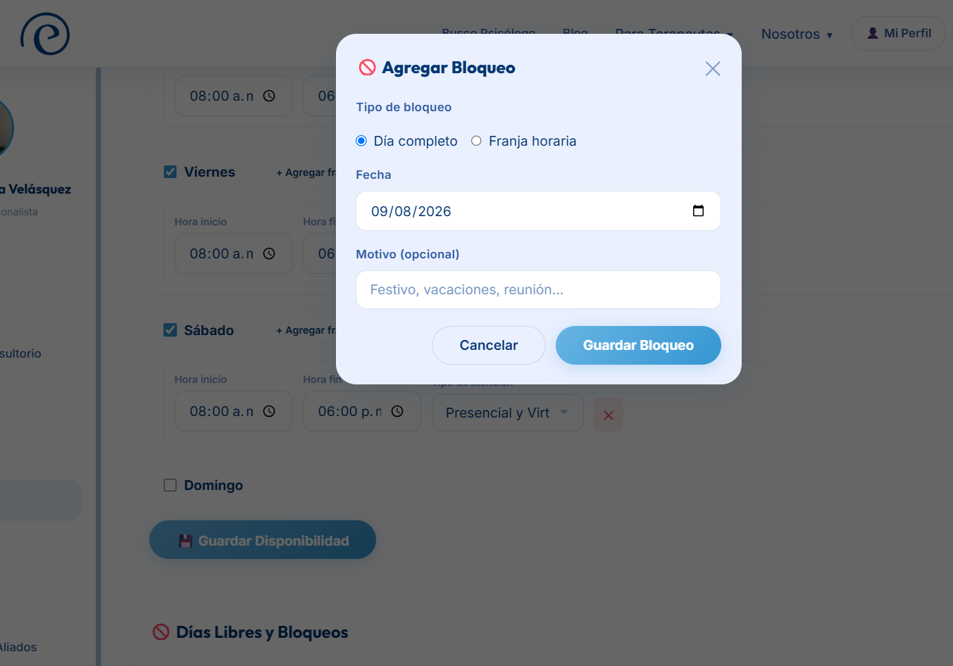Dashboard Horarios